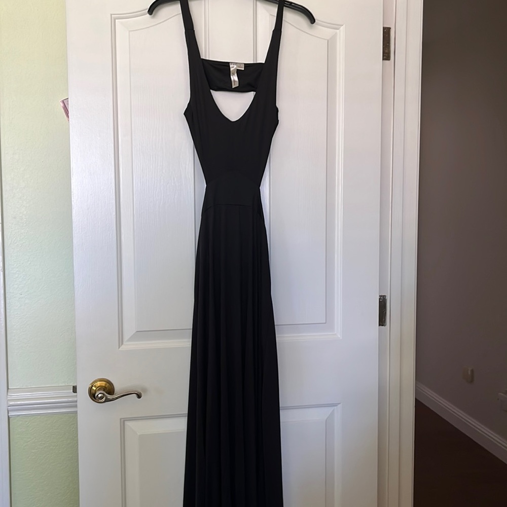 Black floor length cut out dress